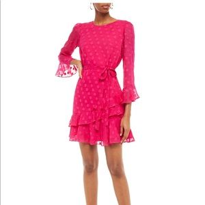 Saloni Marissa ruffled fil coupé mini dress US6